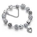 Einzigartige Silberne Herz Schneeflockenblume  Zauberkristallarmband