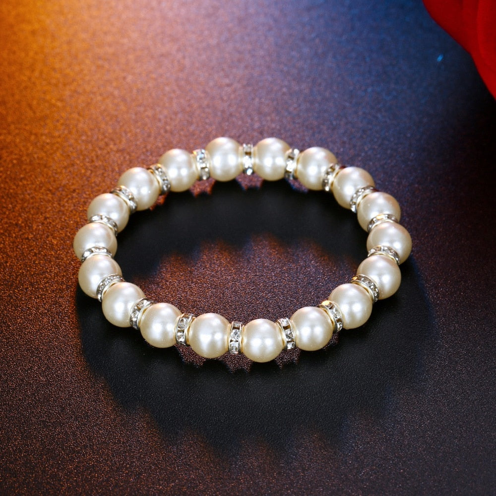 Perlenkristall  Halskette Armband Ohrringe Schmuckset Set