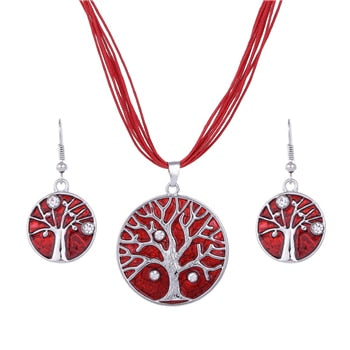 Kristall Edelsteinbaum Von Lebens Lederkette Halskette Ohrringe Schmuckset Set