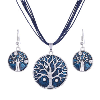 Kristall Edelsteinbaum Von Lebens Lederkette Halskette Ohrringe Schmuckset Set