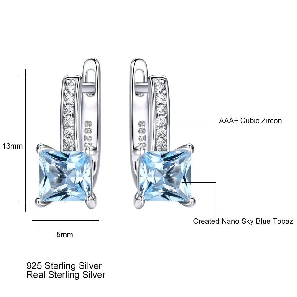 Blue Topaz 925 Sterling Silber  Clip  Ohrringe