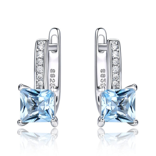 Blue Topaz 925 Sterling Silber  Clip  Ohrringe