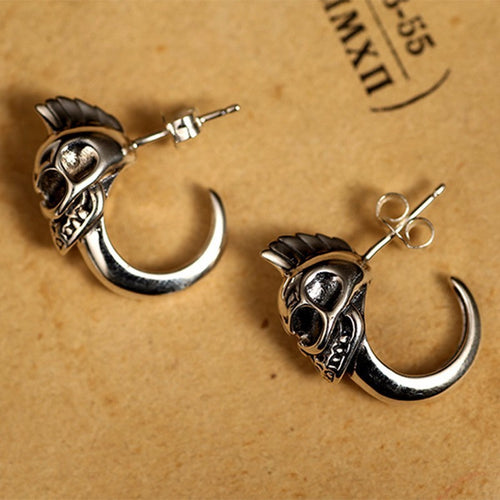 925 Schädel Sterling Silber Vintage Ohrringe