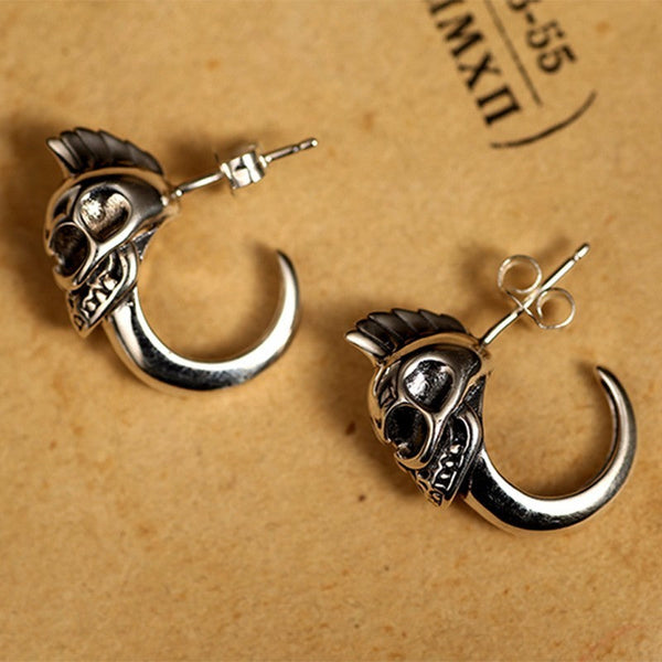 925 Schädel Sterling Silber Vintage Ohrringe