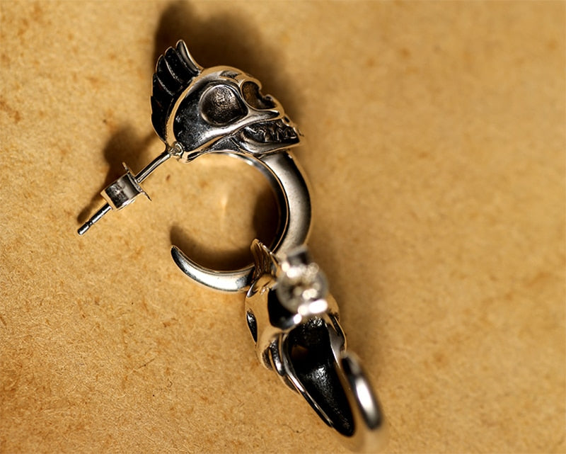 925 Schädel Sterling Silber Vintage Ohrringe