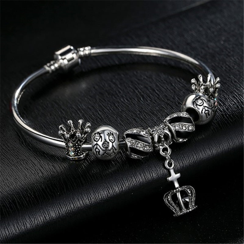 Crown Heart Star Charm Armband