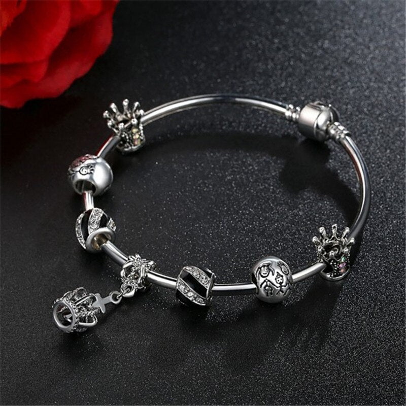 Crown Heart Star Charm Armband