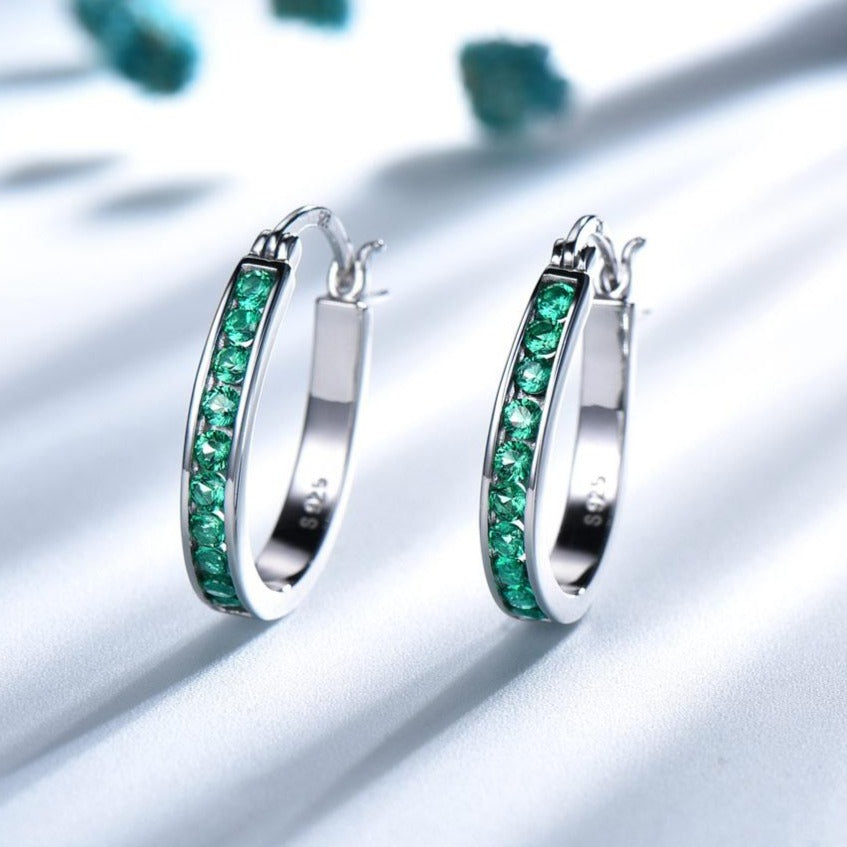 Emerald 925 Sterling Silber  Clip  Ohrringe