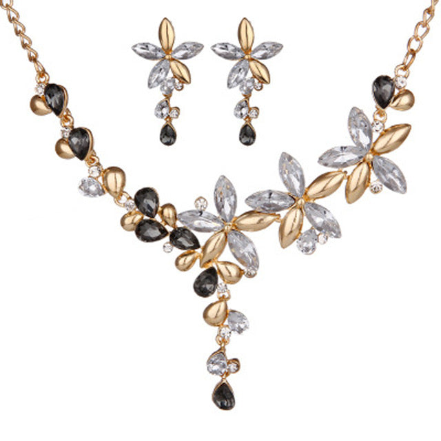 Kubikzirkonia Hochzeit Halskette Ohrringe Schmuckset Set