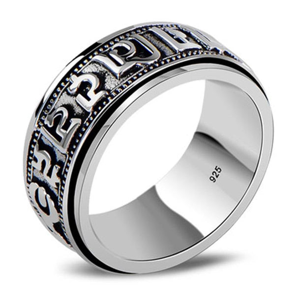 Sechs Wörter Mantra Spinner 925 Sterling Silber Vintage Ring