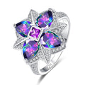 Blumenmuster Kubikzirkonia 925 Sterling Silber Engagement Ring