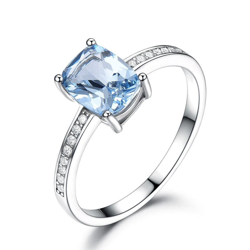 Sky Blue Topaz Solitaire 925 Sterling Silber Engagement Ring