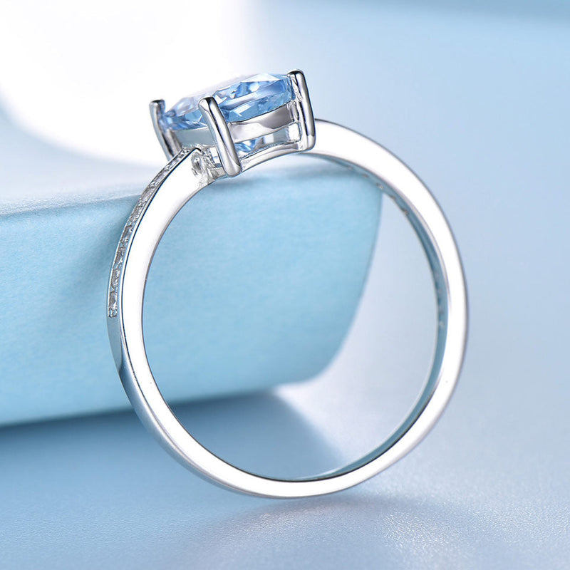 Sky Blue Topaz Solitaire 925 Sterling Silber Engagement Ring