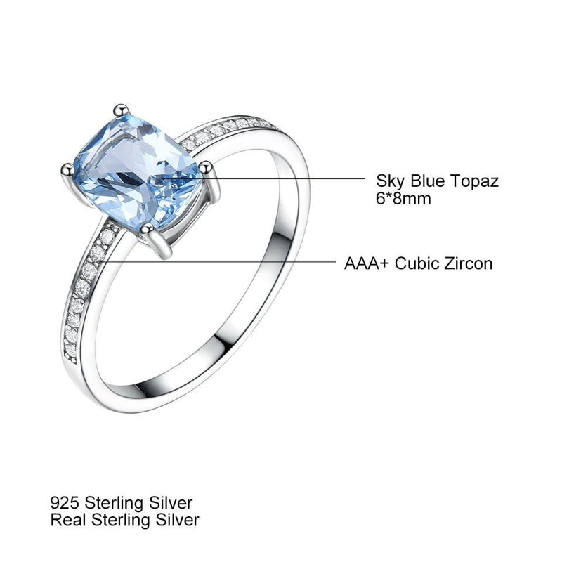 Sky Blue Topaz Solitaire 925 Sterling Silber Engagement Ring