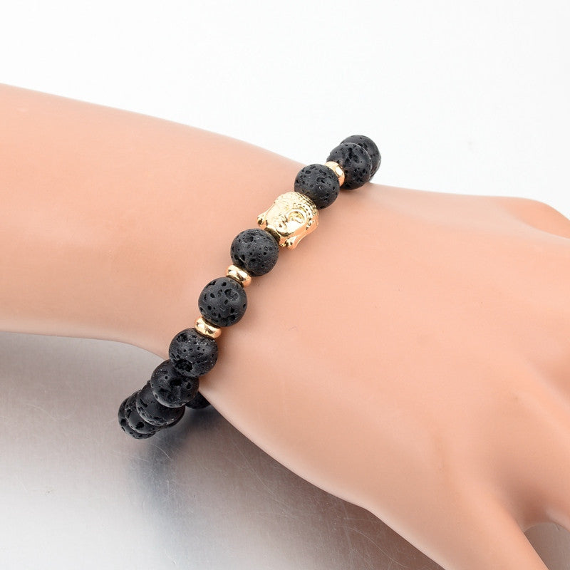 Natursteinperlen Und Buddha  Charmarmband