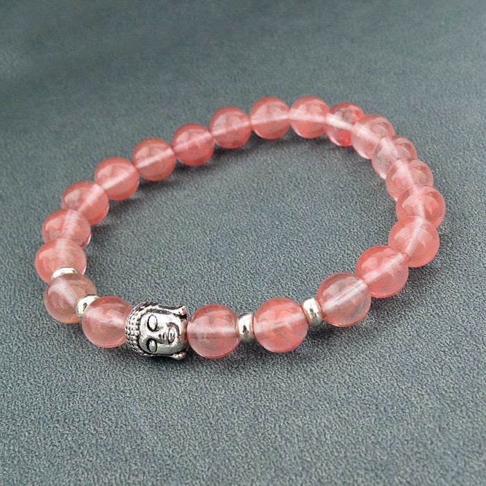 Natursteinperlen Und Buddha  Charmarmband