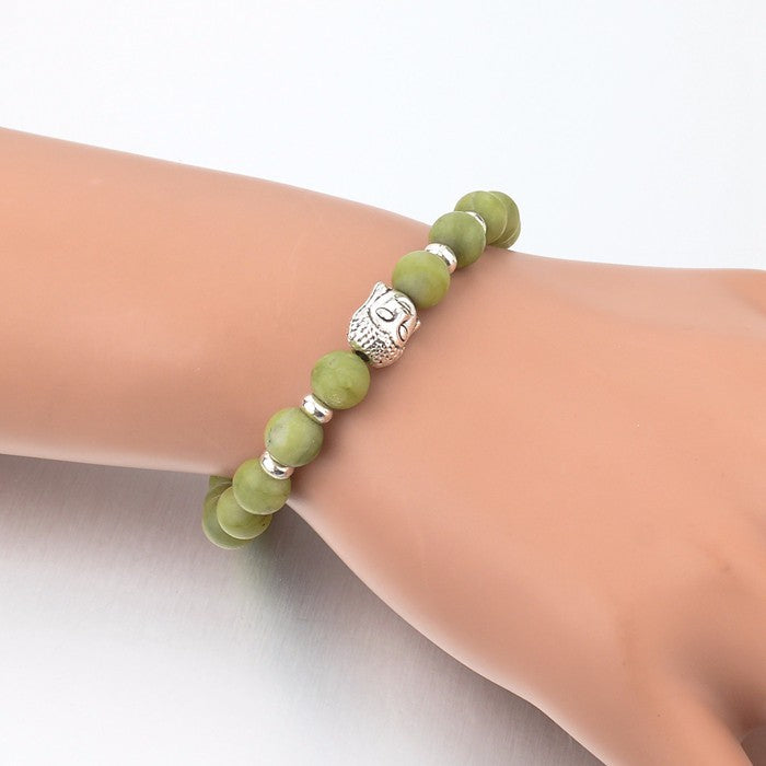 Natursteinperlen Und Buddha  Charmarmband