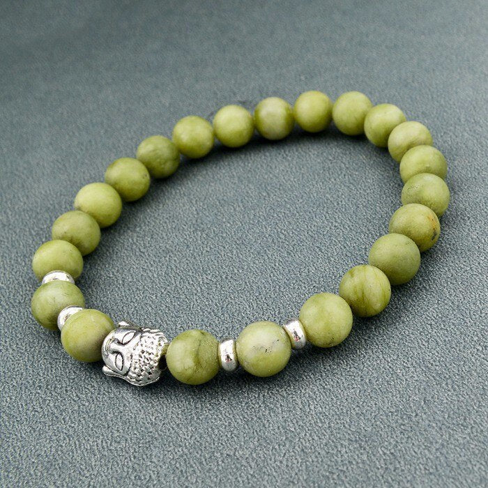 Natursteinperlen Und Buddha  Charmarmband