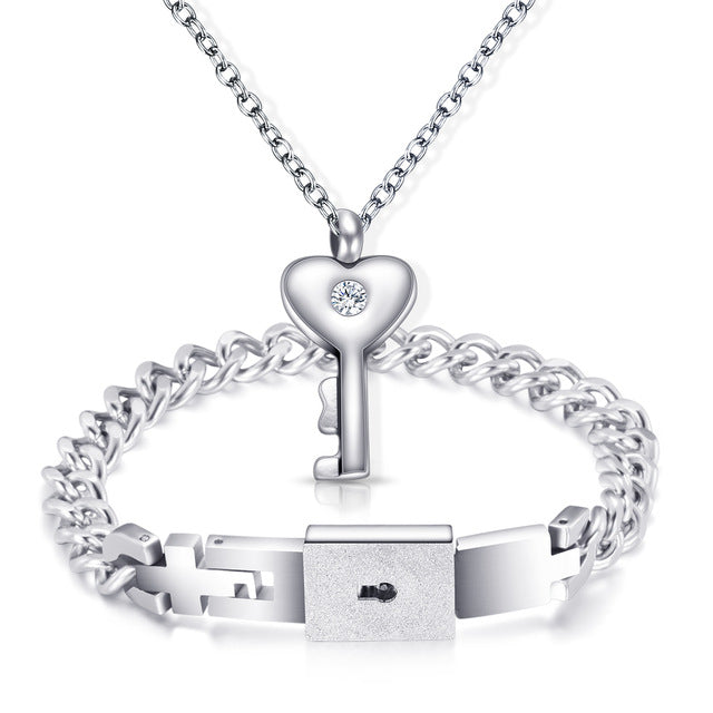 Liebe Schlüssel Halskette Und Schloss Armband Paar Schmuck Set