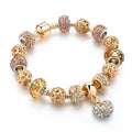 Kristallherzcharm Goldperlen Armband