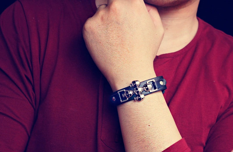 Gothic Skeleton Skull Ledergürtelschnalle Armband