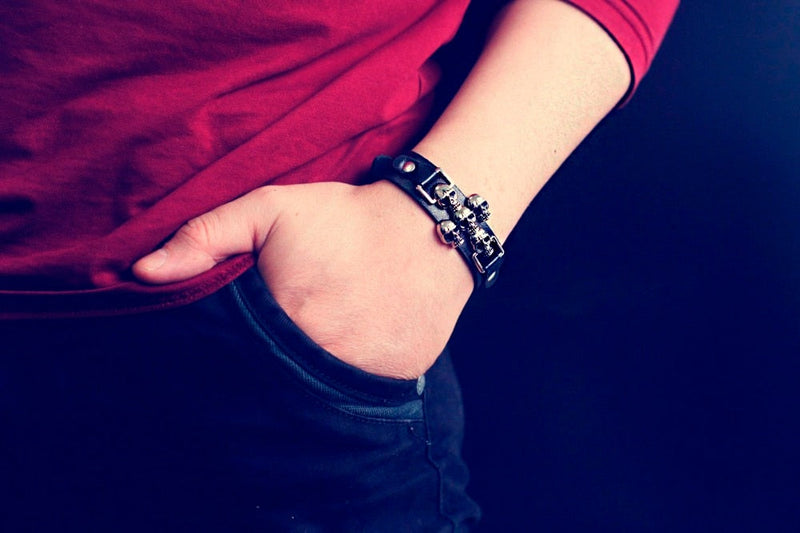 Gothic Skeleton Skull Ledergürtelschnalle Armband