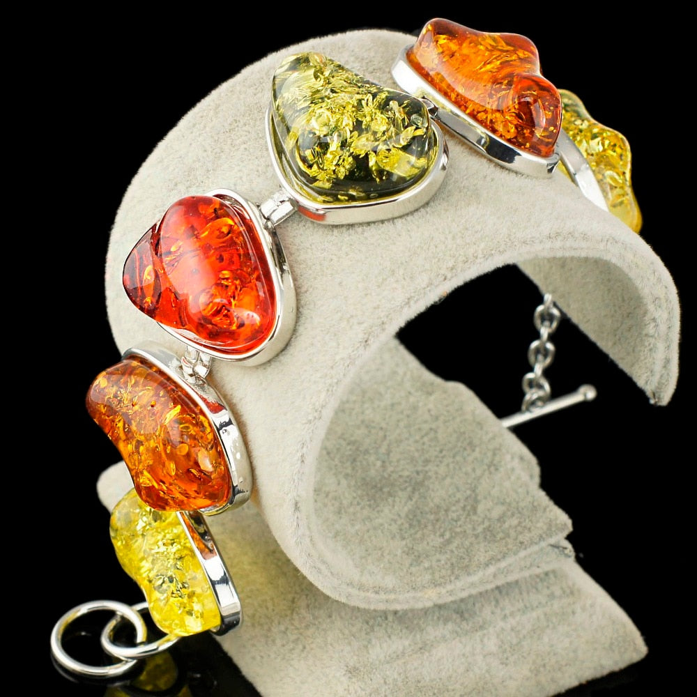 Mehrfarbiger Birnenförmiger Baltisch  Synthetischer Bernsteinarmband
