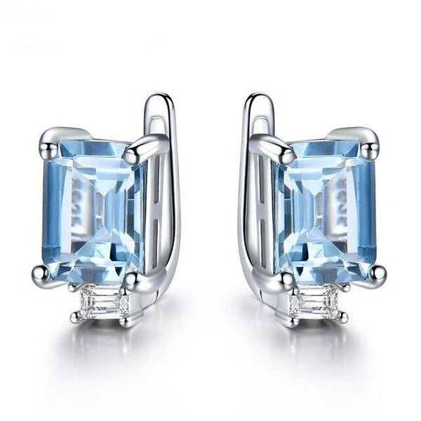 Strahlend Geschnittene Edelstein 925 Sterling Silber  Clip  Ohrringe