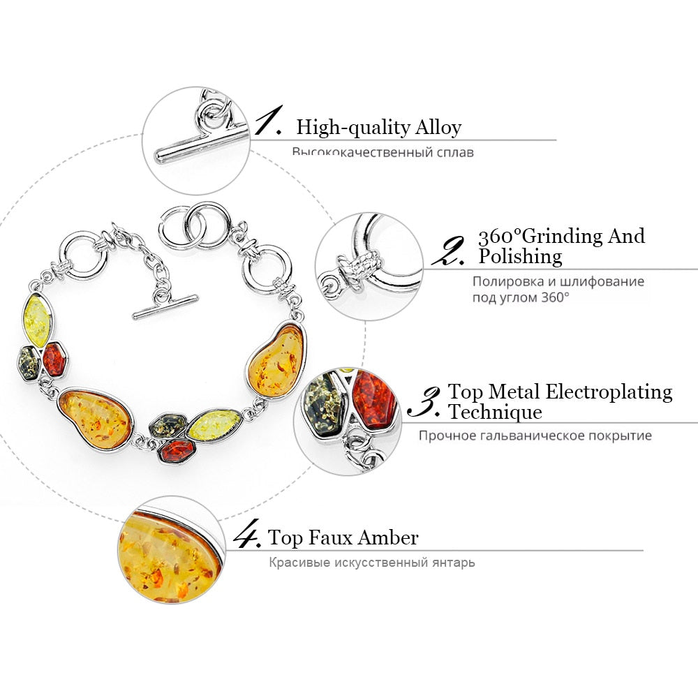 Elegantes Multikolores Baltisches Synthetisches Bernsteinkettenarmband