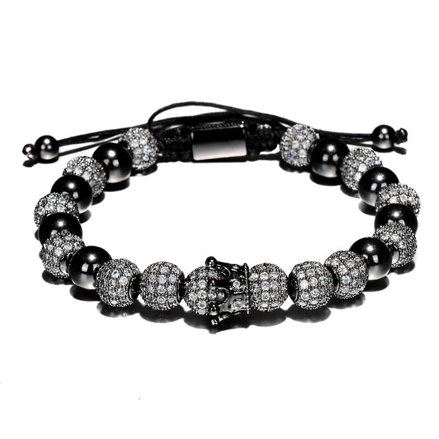 8mm Mikro  Pave  Kubikzirkonia  Kugelnkronharmband Kronharmband