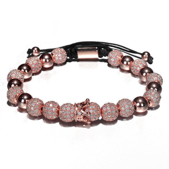 8mm Mikro  Pave  Kubikzirkonia  Kugelnkronharmband Kronharmband