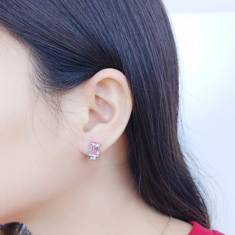 Strahlend Geschnittene Edelstein 925 Sterling Silber  Clip  Ohrringe