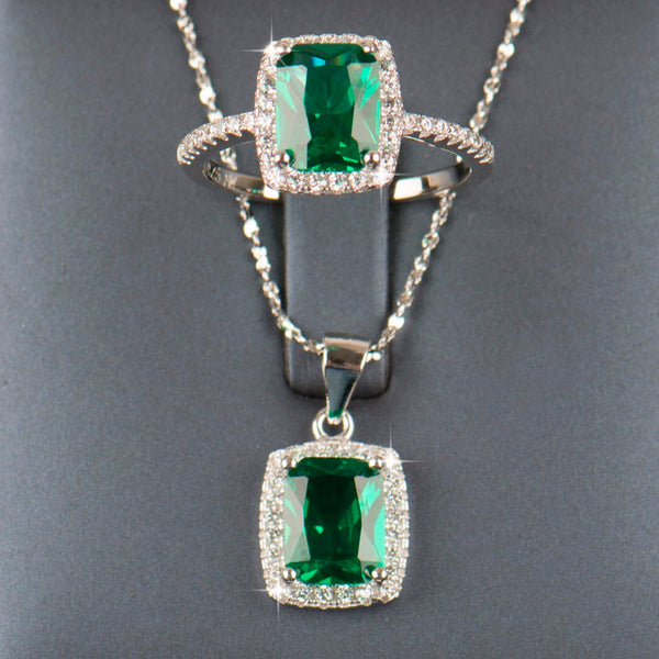 Natural Crystal Halskette Ring Hochzeit Schmuckset Set