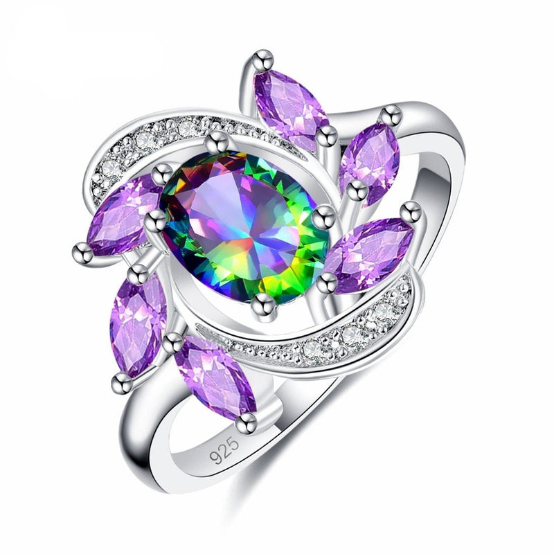 Böhmische Blumenform Kubikzirkonia 925 Sterling Silber Engagement Ring