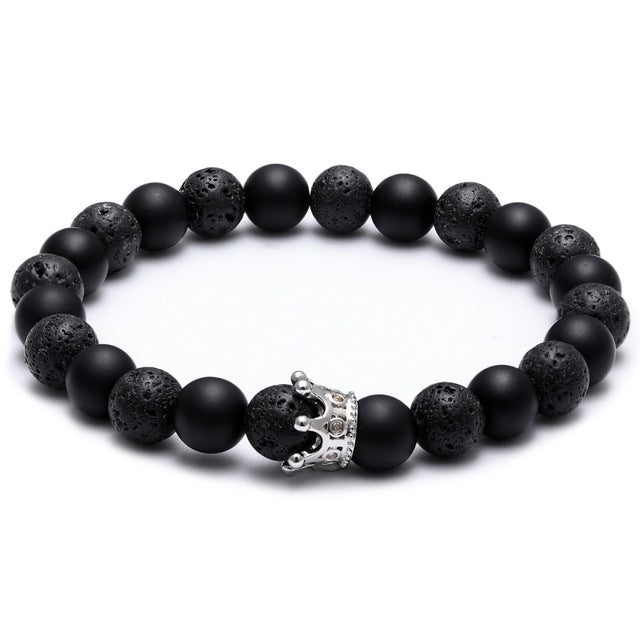 8 mm Natursteinperlen Kronen Vulkanschrubbe Perlen  Charmarmband