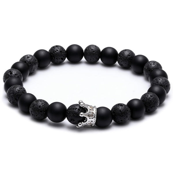 8 mm Natursteinperlen Kronen Vulkanschrubbe Perlen  Charmarmband