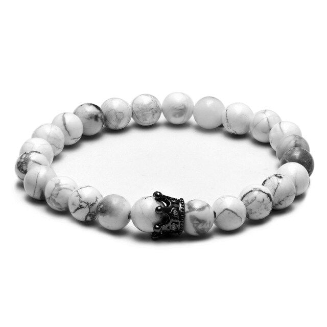 8 mm Natursteinperlen Kronen Vulkanschrubbe Perlen  Charmarmband