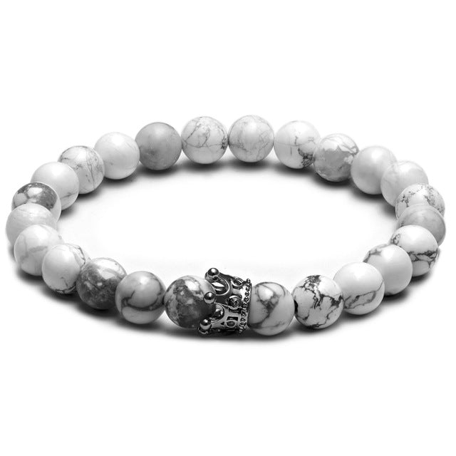 8 mm Natursteinperlen Kronen Vulkanschrubbe Perlen  Charmarmband