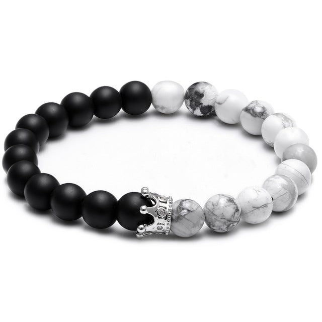 8 mm Natursteinperlen Kronen Vulkanschrubbe Perlen  Charmarmband