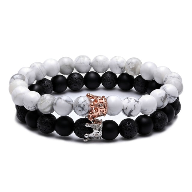 8 mm Natursteinperlen Kronen Vulkanschrubbe Perlen  Charmarmband