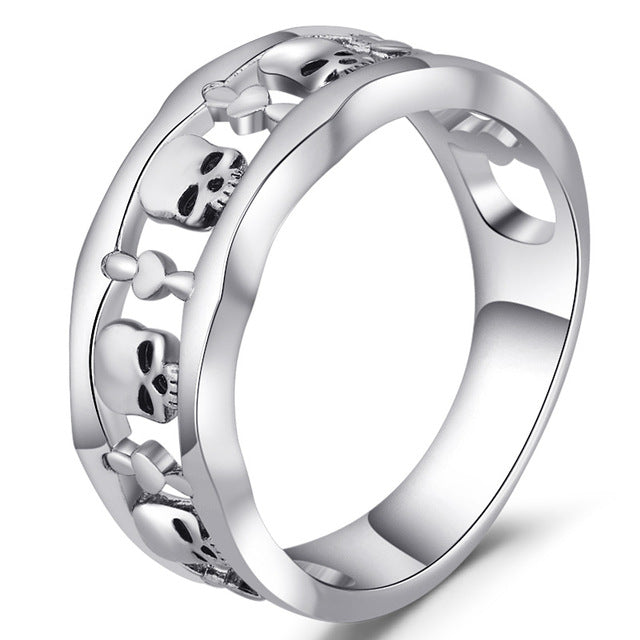 Gothic  Schädel Und Skelett  Vintage  Ring
