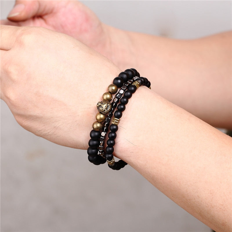 Mehrschichtiger Lederperlen Modearmband