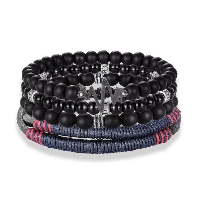 Mehrschichtiger Lederperlen Modearmband