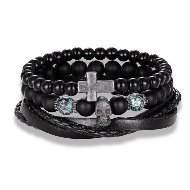 Mehrschichtiger Lederperlen Modearmband