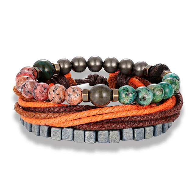 Mehrschichtiger Lederperlen Modearmband