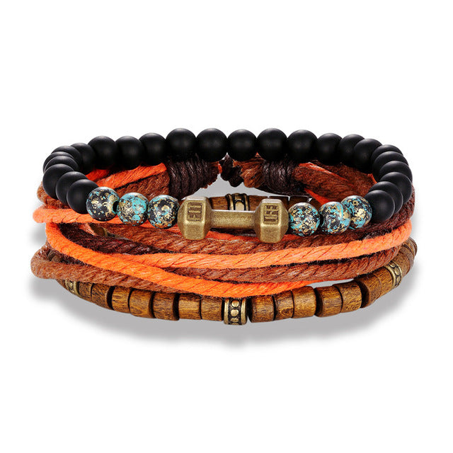 Mehrschichtiger Lederperlen Modearmband