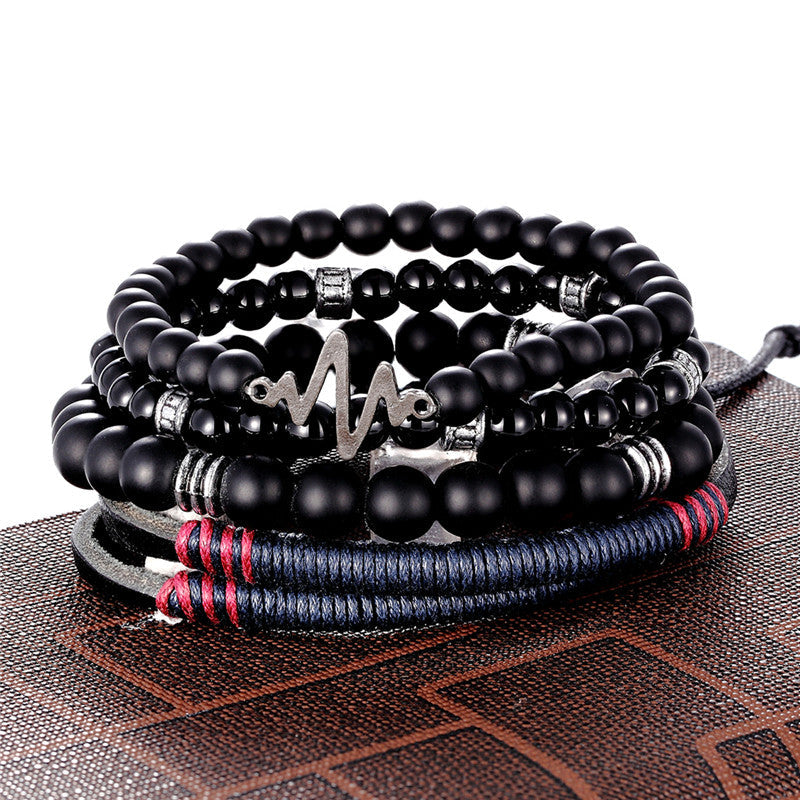 Mehrschichtiger Lederperlen Modearmband