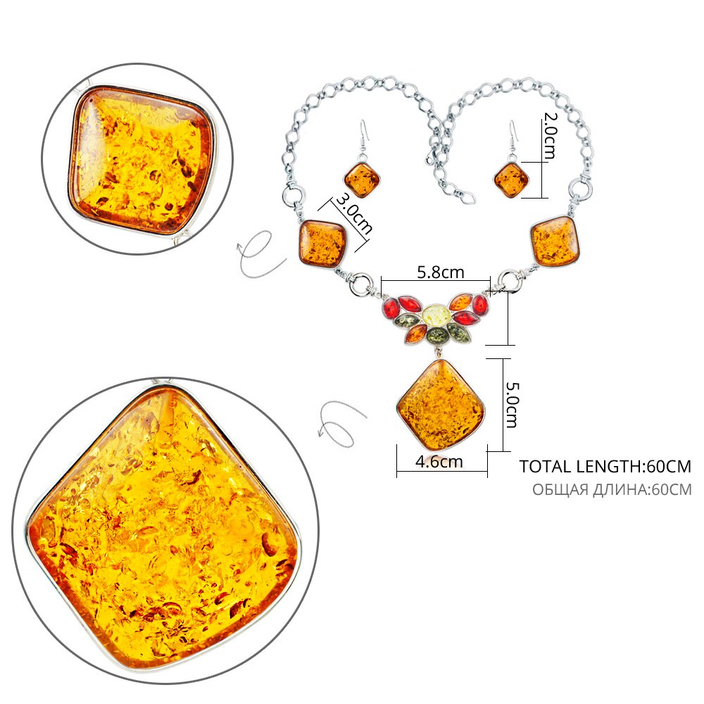 Multicolor Baltic Synthetic Bamern Halskette Ohrringe Hochzeit Schmuck Set