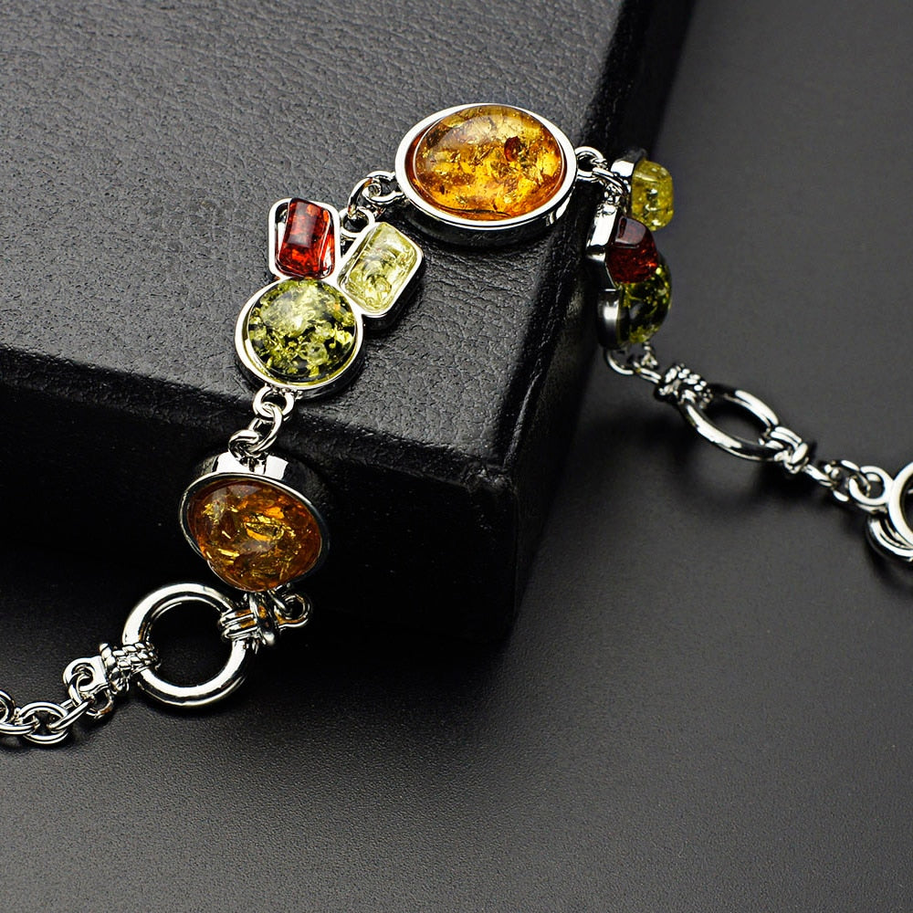 Ovales Multikolores Baltisches Synthetisches Bernsteinkettenarmband