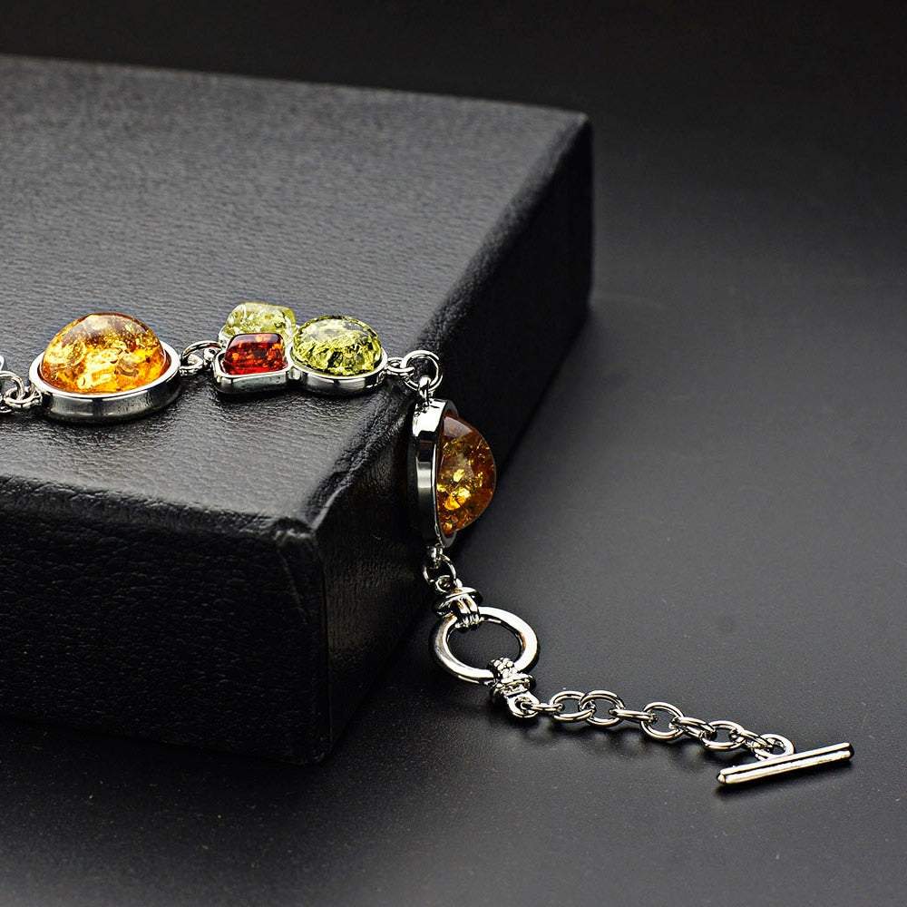 Ovales Multikolores Baltisches Synthetisches Bernsteinkettenarmband